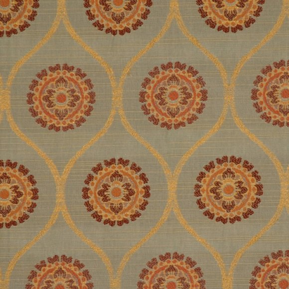 NEW RM Coco Brand Vintage Green & Rust/Orange Fabric - Picture 3 of 3